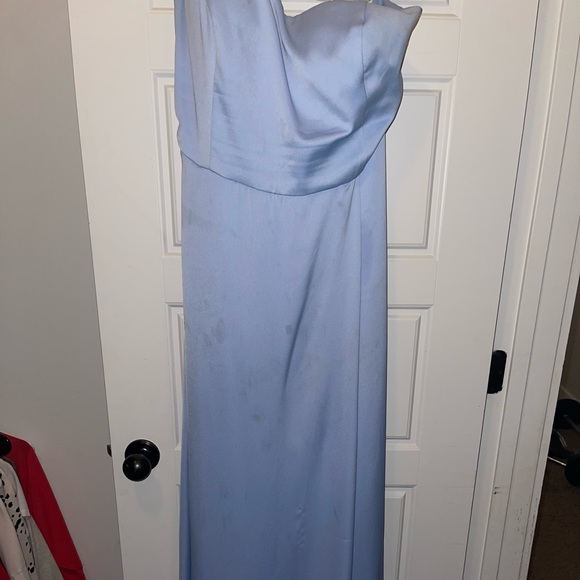 Ice Blue One Shoulder Formal Dress / Bridesmaid - Picture 3 of 6